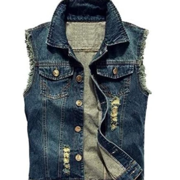 Men's casual denim vest and jacket